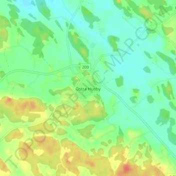 Östra Husby topographic map, elevation, terrain
