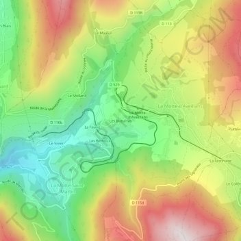 Les Buttarias topographic map, elevation, terrain