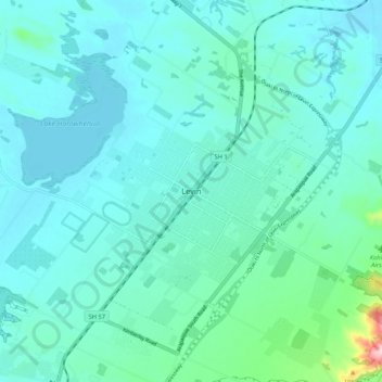 Levin topographic map, elevation, terrain