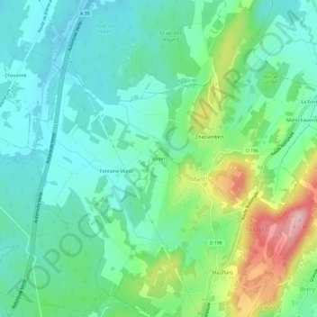 Bodet topographic map, elevation, terrain
