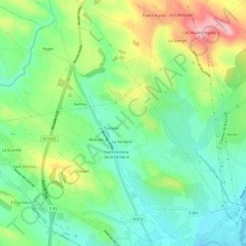 La Vivarié topographic map, elevation, terrain