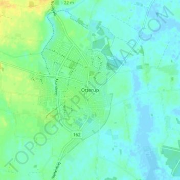 Otterup topographic map, elevation, terrain