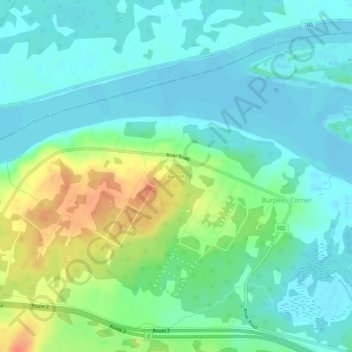 Burton topographic map, elevation, terrain
