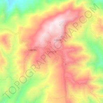 Victoria topographic map, elevation, terrain