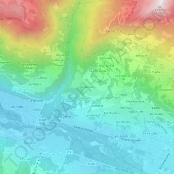 Mathonex topographic map, elevation, terrain