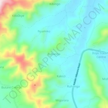 Ruhanga topographic map, elevation, terrain