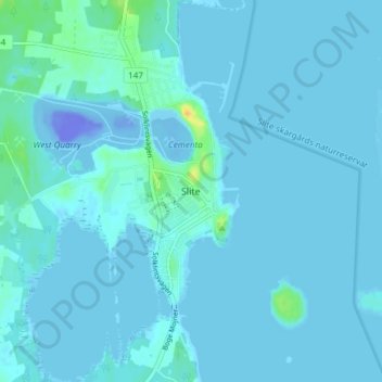 Slite topographic map, elevation, terrain