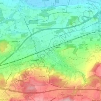 Islikon topographic map, elevation, terrain