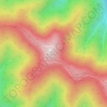 Jastrebac topographic map, elevation, terrain
