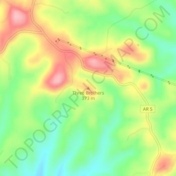 Three Brothers topographic map, elevation, terrain