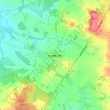 Grønbjerg topographic map, elevation, terrain