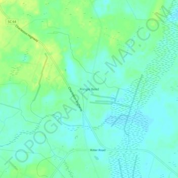 Pringle Bend topographic map, elevation, terrain