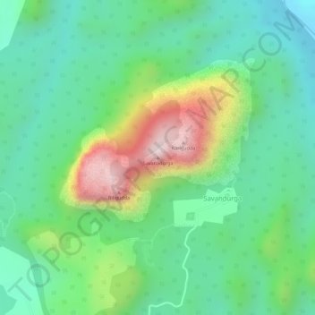 Savanadurga topographic map, elevation, terrain
