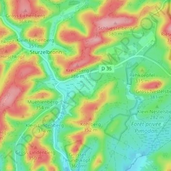 Hardt topographic map, elevation, terrain