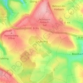 Gaubiving topographic map, elevation, terrain