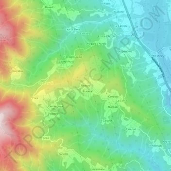 Rivazzo topographic map, elevation, terrain