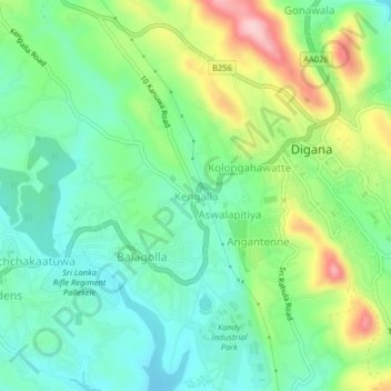 Kengalla topographic map, elevation, terrain
