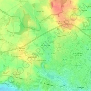 La Corneillière topographic map, elevation, terrain