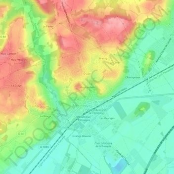Mas Grobon topographic map, elevation, terrain