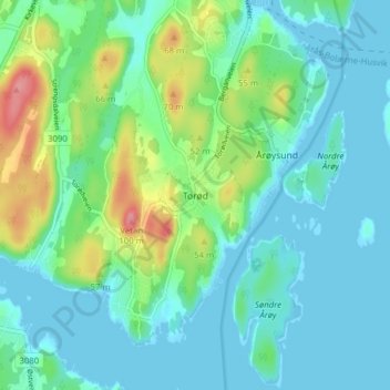 Torød topographic map, elevation, terrain