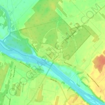 Odanak topographic map, elevation, terrain