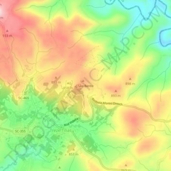 São Bento topographic map, elevation, terrain