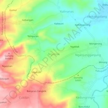 Ngablak topographic map, elevation, terrain