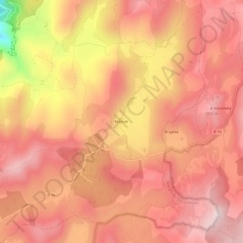 Mativet topographic map, elevation, terrain