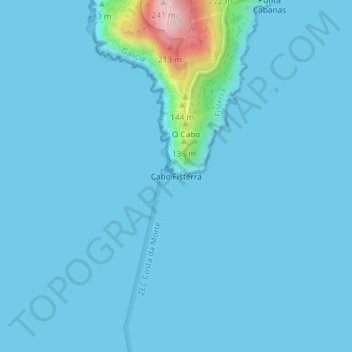 Cabo de Finisterre topographic map, elevation, terrain