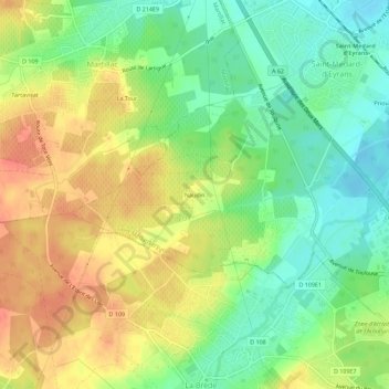 Naudin topographic map, elevation, terrain