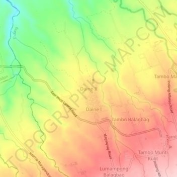 Daine II topographic map, elevation, terrain