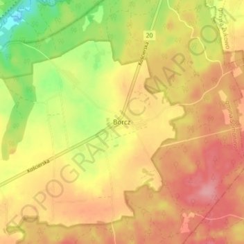 Borcz topographic map, elevation, terrain