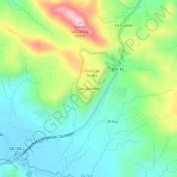 San Gerardo topographic map, elevation, terrain