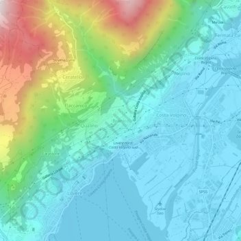 Branico topographic map, elevation, terrain