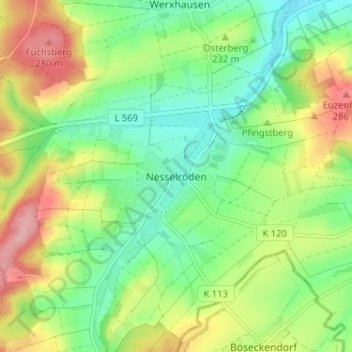 Nesselröden topographic map, elevation, terrain