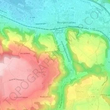 Le Meynier topographic map, elevation, terrain