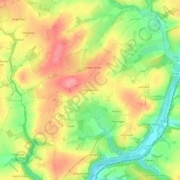 Kernanvel topographic map, elevation, terrain