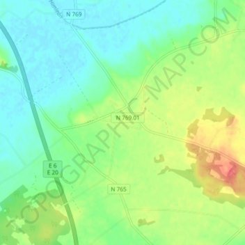 Hunnestad topographic map, elevation, terrain
