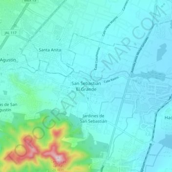 San Sebastián El Grande topographic map, elevation, terrain
