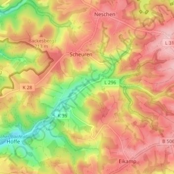 Pistershausen topographic map, elevation, terrain
