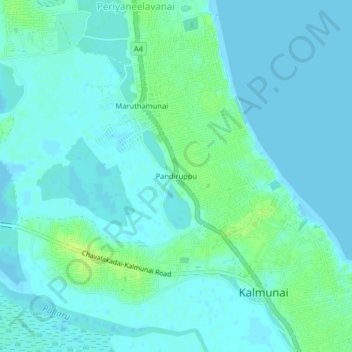 Pandiruppu topographic map, elevation, terrain