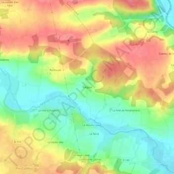Trégoux topographic map, elevation, terrain