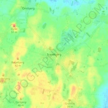 Tranebjerg topographic map, elevation, terrain