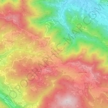 Vrabče topographic map, elevation, terrain
