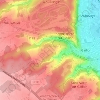 Mesnil Gosse topographic map, elevation, terrain