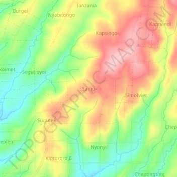 Saino topographic map, elevation, terrain