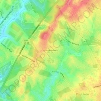 Springlake Estates topographic map, elevation, terrain