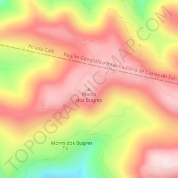 Morro dos Bugres topographic map, elevation, terrain