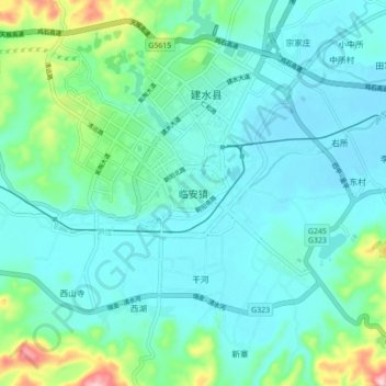 临安镇 topographic map, elevation, terrain