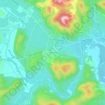 Saint-Gely topographic map, elevation, terrain